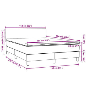vidaXL Box Spring Bed with Mattress & LED Pink 160x220 cm Velvet