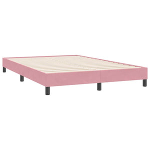 vidaXL Box Spring Bed with Mattress & LED Pink 160x220 cm Velvet