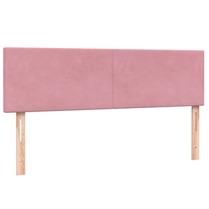 vidaXL Box Spring Bed with Mattress & LED Pink 160x220 cm Velvet
