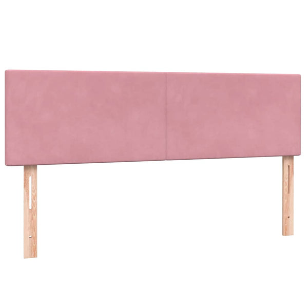 vidaXL Box Spring Bed with Mattress & LED Pink 160x220 cm Velvet