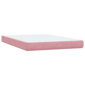 vidaXL Box Spring Bed with Mattress & LED Pink 160x220 cm Velvet