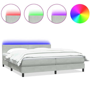 vidaXL Box Spring Bed with Mattress & LED Light Grey 180x220 cm Velvet