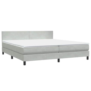 vidaXL Box Spring Bed with Mattress & LED Light Grey 180x220 cm Velvet