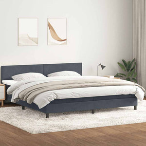 vidaXL Box spring bed with mattress & LED Dark Grey 180x220 cm Velvet