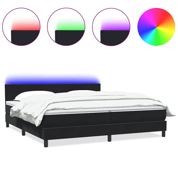 vidaXL Box Spring Bed with Mattress & LED Black 180x220 cm Velvet