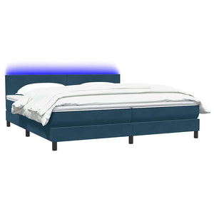 vidaXL Box Spring Bed with Mattress & LED Dark Blue 180x220 cm Velvet