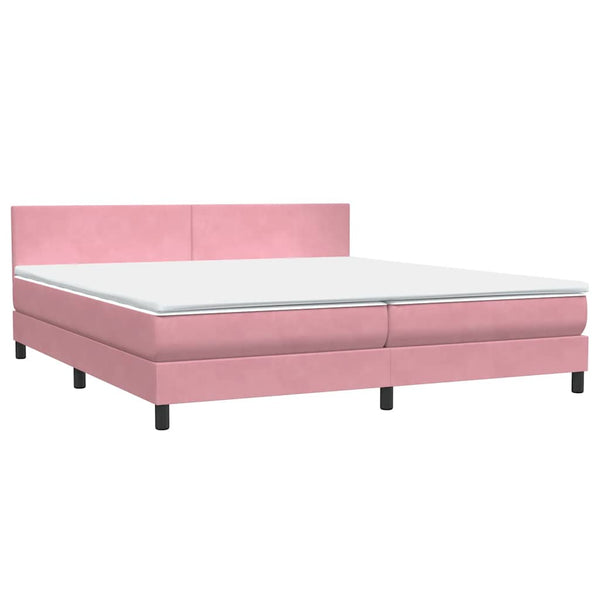 vidaXL Box Spring Bed with Mattress & LED Pink 180x220 cm Velvet