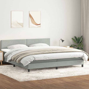 vidaXL Box Spring Bed with Mattress & LED Light Grey 200x220 cm Velvet