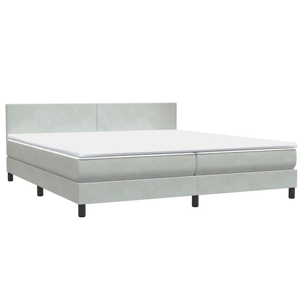 vidaXL Box Spring Bed with Mattress & LED Light Grey 200x220 cm Velvet