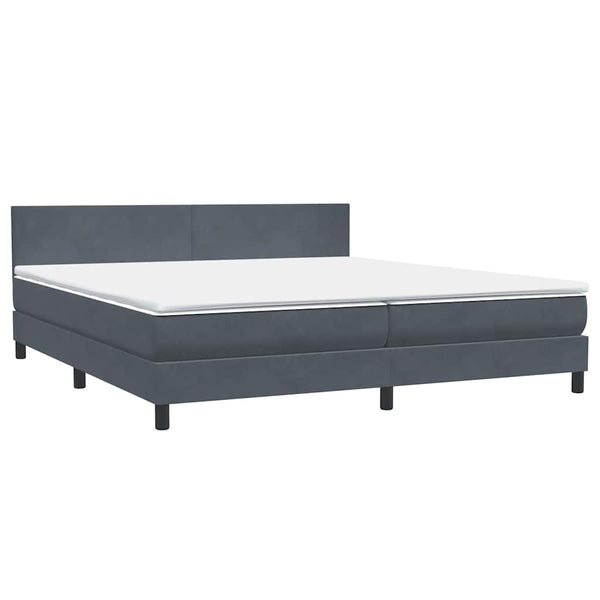 vidaXL Box Spring Bed with Mattress & LED Dark Grey 200x220 cm Velvet