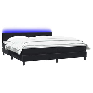 vidaXL Box Spring Bed with Mattress & LED Black 200x220 cm Velvet