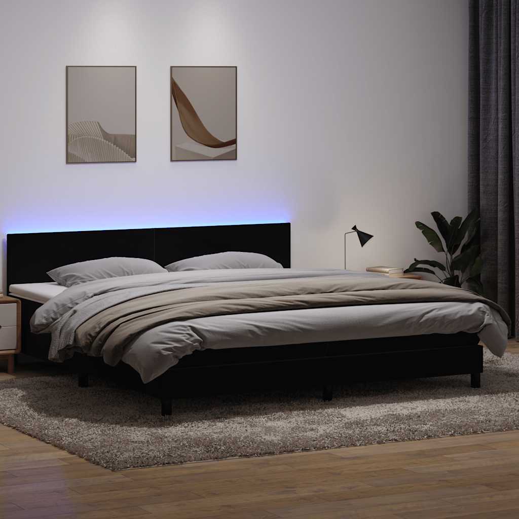 vidaXL Box Spring Bed with Mattress & LED Black 200x220 cm Velvet