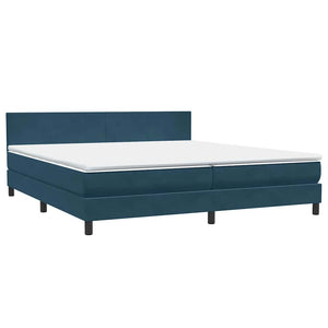 vidaXL Box Spring Bed with Mattress & LED Dark Blue 200x220 cm Velvet