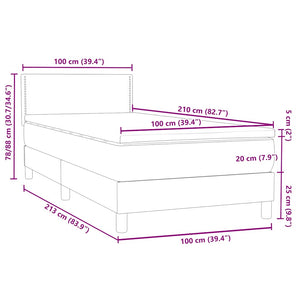 vidaXL Box Spring Bed with Mattress & LED Dark Blue 100x210 cm Velvet