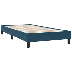 vidaXL Box Spring Bed with Mattress & LED Dark Blue 100x210 cm Velvet