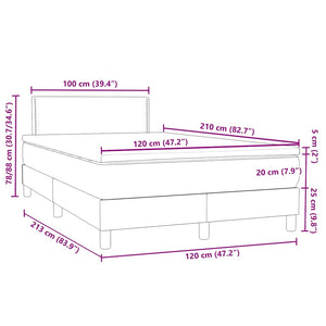 vidaXL Box Spring Bed with Mattress & LED Dark Green 120x210 cm Velvet