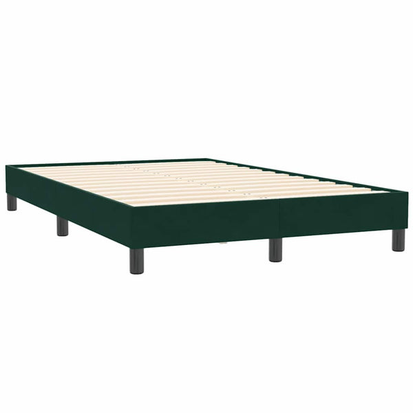 vidaXL Box Spring Bed with Mattress & LED Dark Green 120x210 cm Velvet