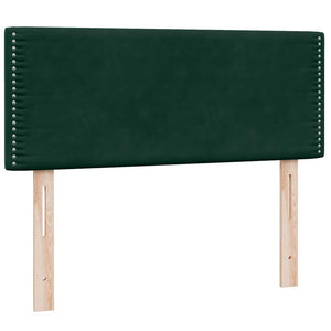 vidaXL Box Spring Bed with Mattress & LED Dark Green 120x210 cm Velvet
