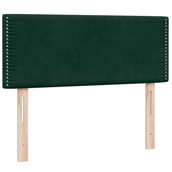 vidaXL Box Spring Bed with Mattress & LED Dark Green 120x210 cm Velvet