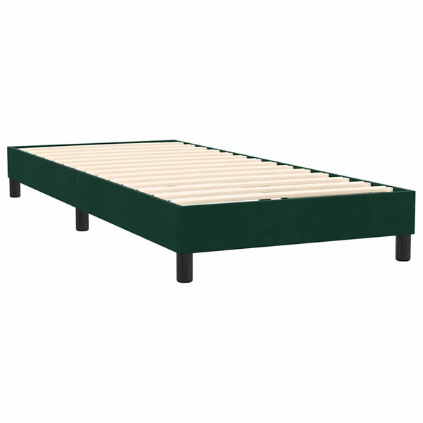 vidaXL Box Spring Bed with Mattress & LED Dark Green 100x220 cm Velvet