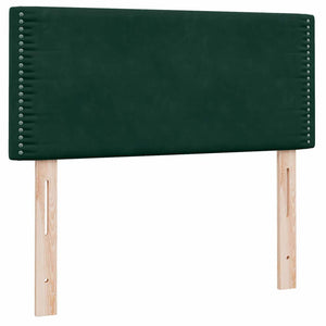 vidaXL Box Spring Bed with Mattress & LED Dark Green 100x220 cm Velvet