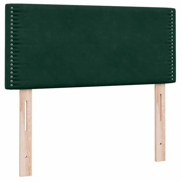 vidaXL Box Spring Bed with Mattress & LED Dark Green 100x220 cm Velvet