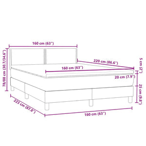 vidaXL Box Spring Bed with Mattress & LED Black 160x220 cm Velvet