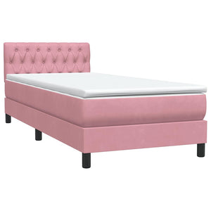 vidaXL Box Spring Bed with Mattress & LED Pink 100x210 cm Velvet
