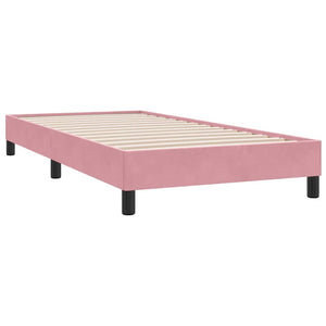 vidaXL Box Spring Bed with Mattress & LED Pink 100x210 cm Velvet