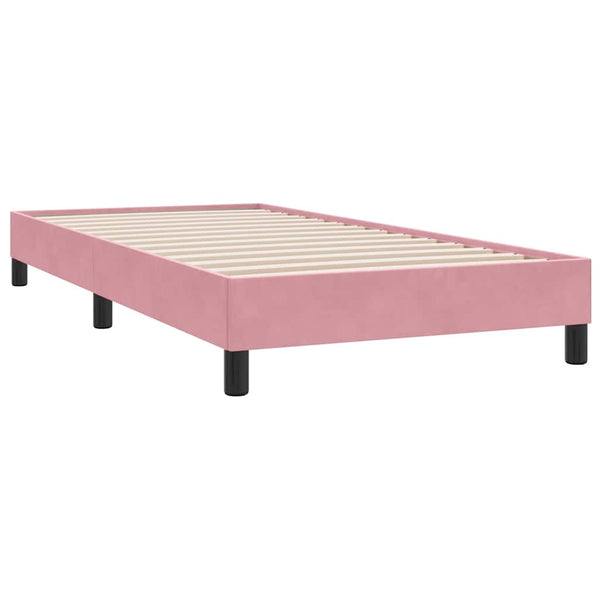vidaXL Box Spring Bed with Mattress & LED Pink 100x210 cm Velvet