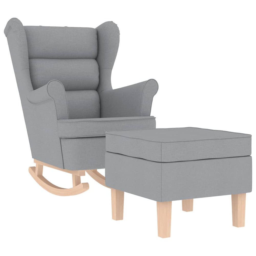 vidaXL Rocking Chair with Footstool Light Grey Fabric