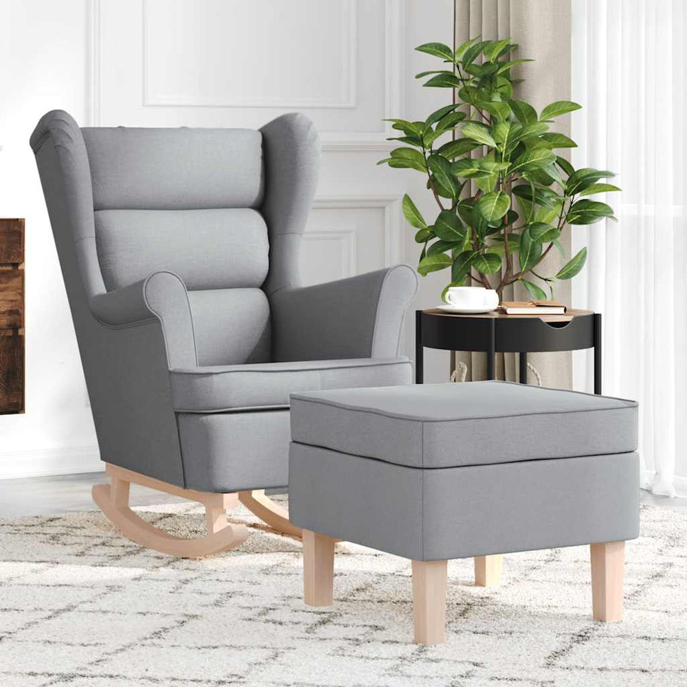 vidaXL Rocking Chair with Footstool Light Grey Fabric