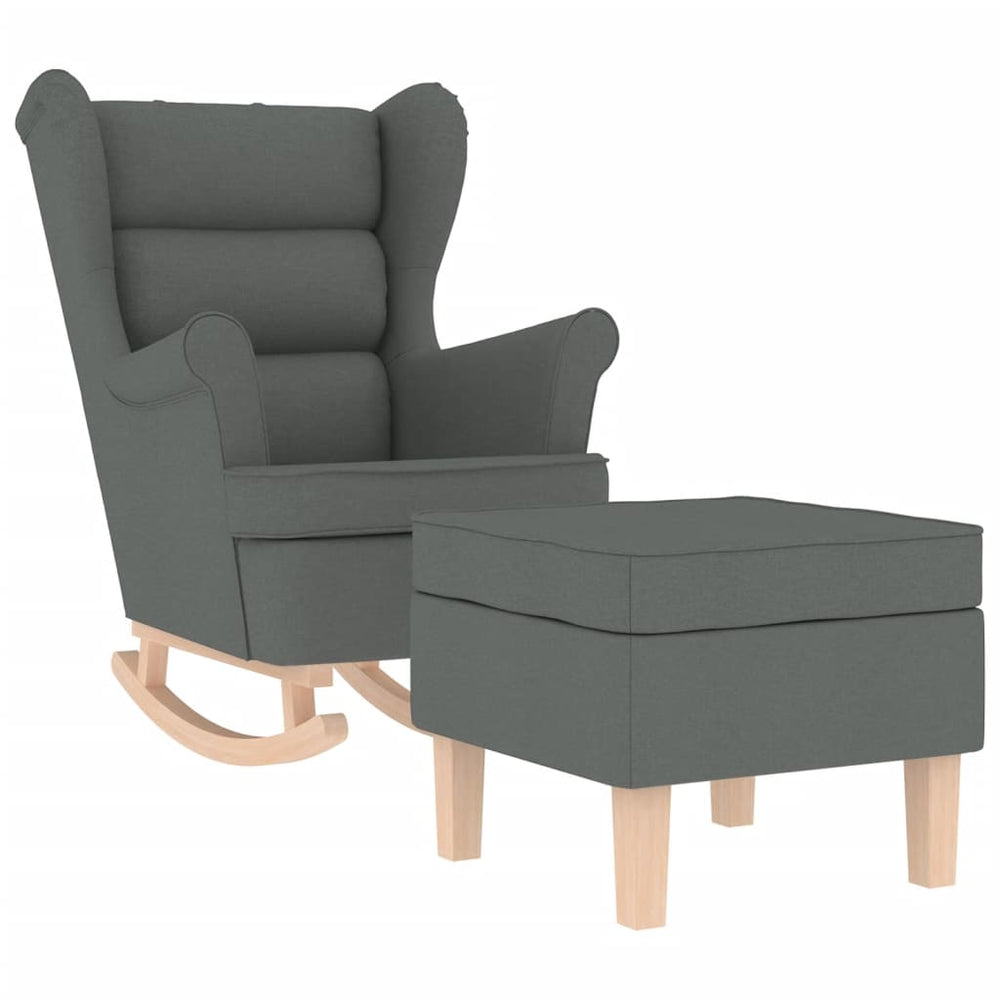 vidaXL Rocking Chair with Footrest Dark Grey Fabric