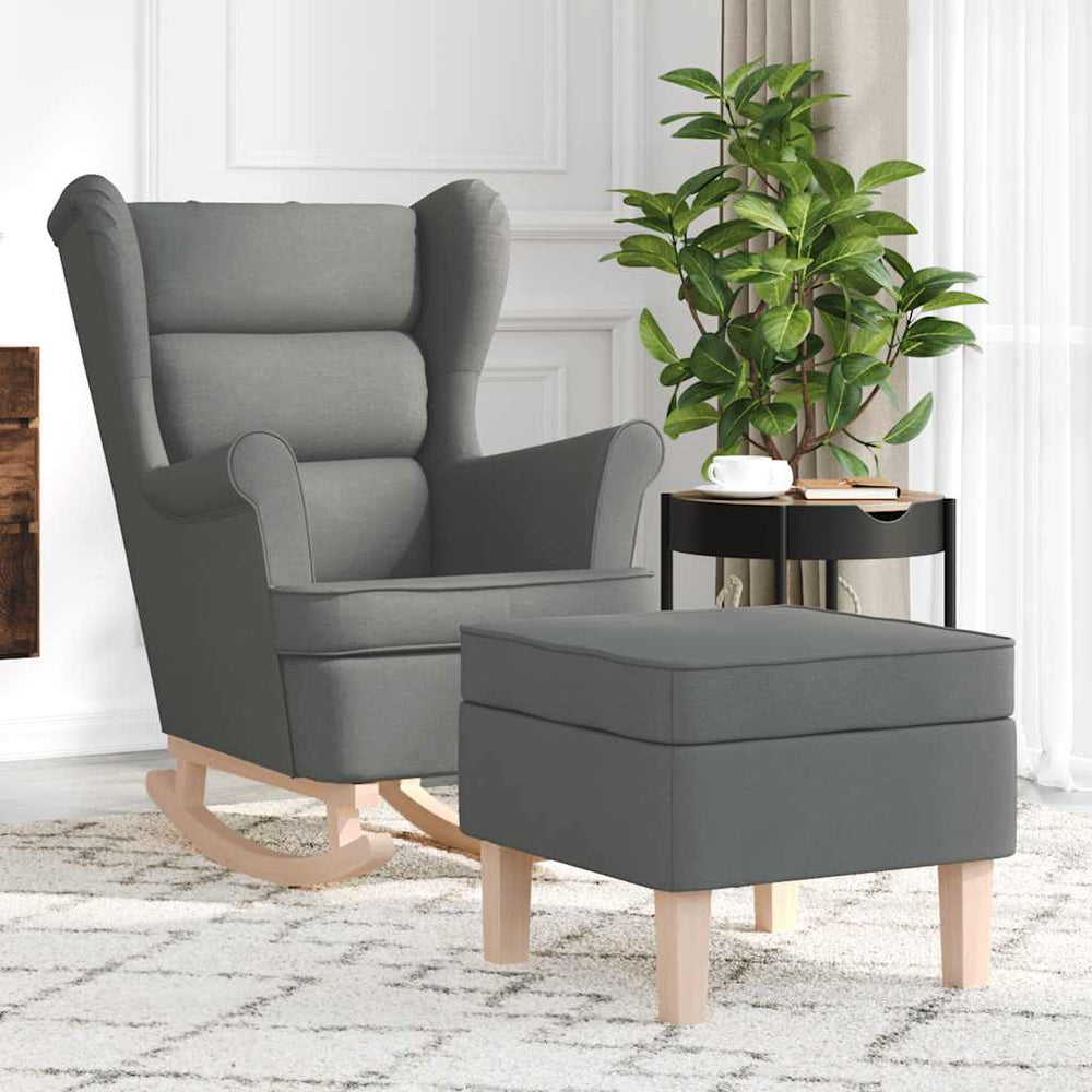 vidaXL Rocking Chair with Footrest Dark Grey Fabric