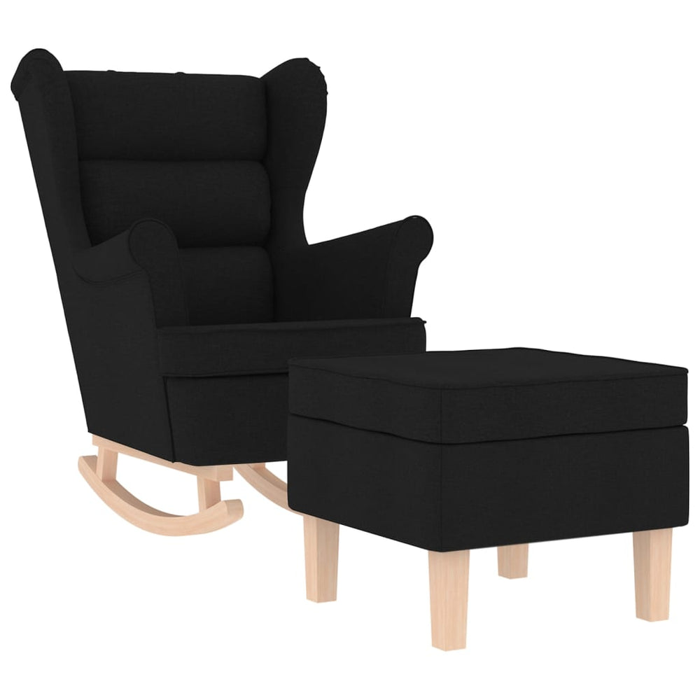 vidaXL Rocking Chair with Footrest Black Fabric