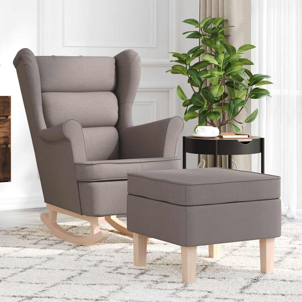 vidaXL Rocking Chair with Footrest Taupe Fabric