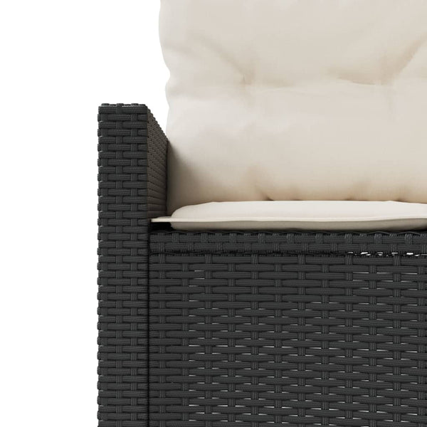 Halbrundes Gartensofa mit Kissen Schwarz