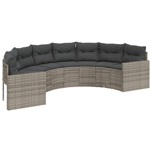 Graues Gartensofa Halbrund mit Kissen