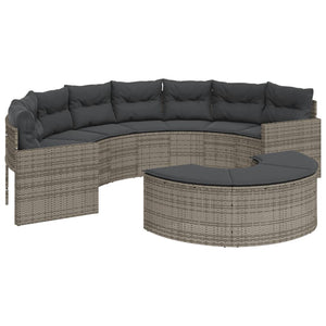 Graues Gartensofa Halbrund mit Kissen