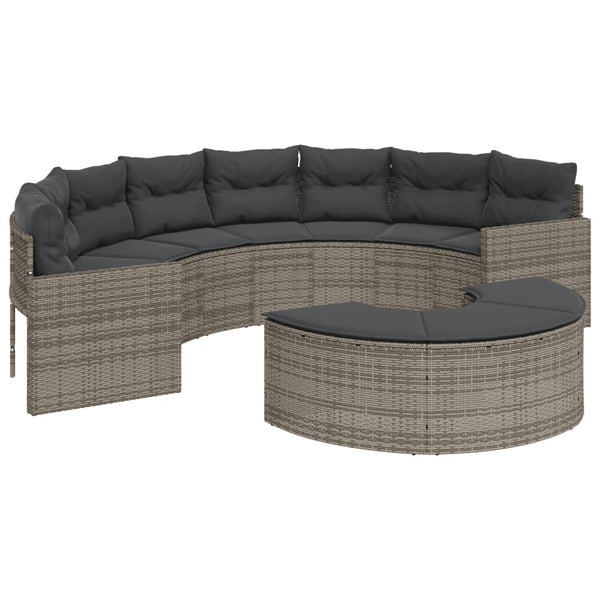 Graues Gartensofa Halbrund mit Kissen