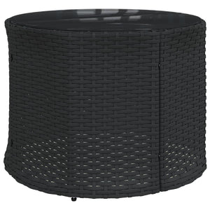 Gartensofa Halbrund Schwarz Poly-Rattan mit Tisch