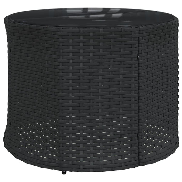 Gartensofa Halbrund Schwarz Poly-Rattan mit Tisch
