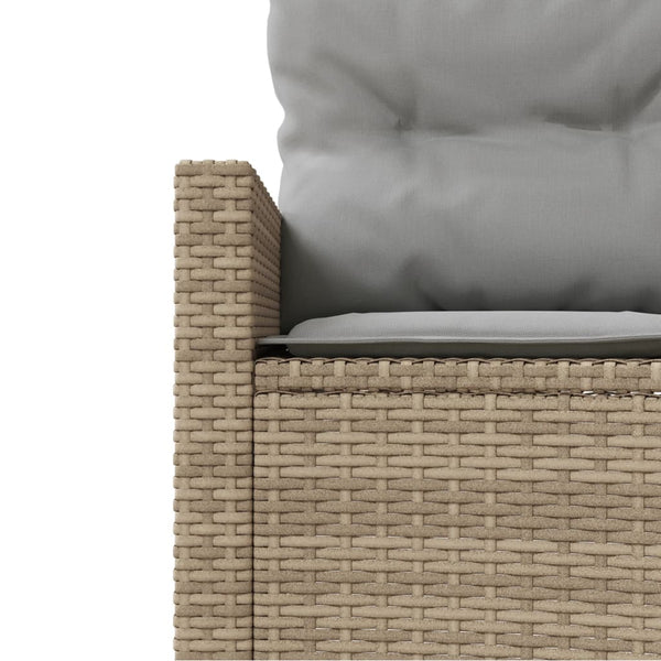 Halbrundes Gartensofa mit Tisch Beige Poly-Rattan