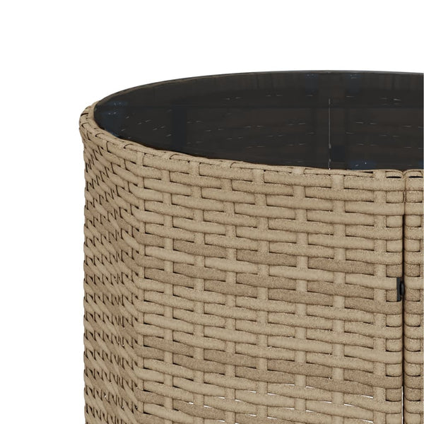 Halbrundes Gartensofa mit Tisch Beige Poly-Rattan