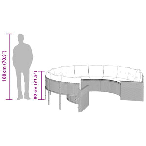 Rundes Gartensofa Beige Poly-Rattan mit Kissen