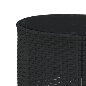 Rundes Gartensofa mit Tisch Schwarz Poly-Rattan