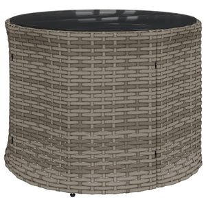Rundes Gartensofa mit Tisch Grau Poly Rattan