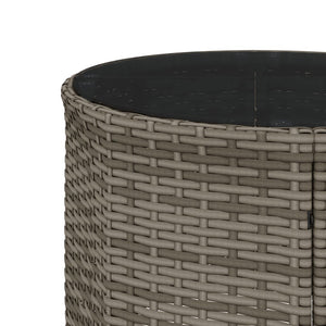 Rundes Gartensofa mit Tisch Grau Poly Rattan
