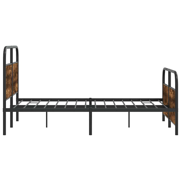 vidaXL Metal Bed Frame without Mattress Smoked Oak 137x190 cm