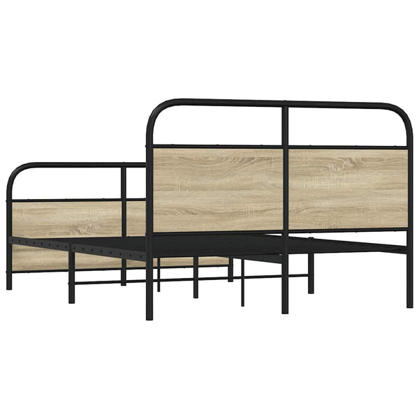 vidaXL Metal Bed Frame without Mattress Sonoma Oak 137x190 cm
